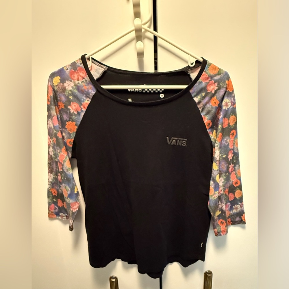 Vans Black Top with Colorful Floral Sleeves
